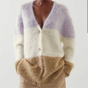 COS Colorblock Mohair Wool Cardigan Sweater